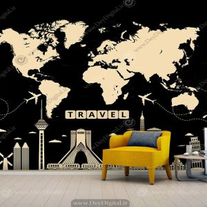 پوستر دیواری سه بعدی آزانس مسافرتی طرح نقشه
