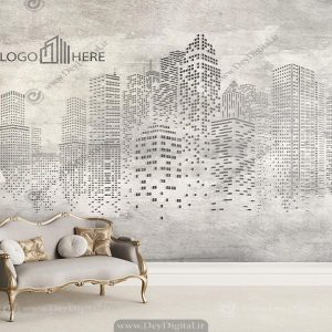 پوستر دیواری مشاور املاک طرح انتزاعی ساختمان ها