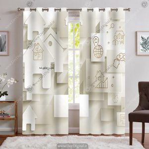 پرده طرح خونه های سه بعدی رنگ روشن برای املاک
