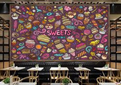 پوستر دیواری طرح گرافیکی آبمیوه و بستنی