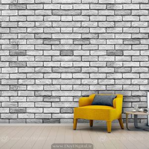 پوستر دیواری طرح آجرنما رنگ طوسی سفید