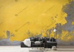 پوستر دیواری طرح دیوار سیمانی رنگ طوسی زرد