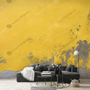 پوستر دیواری طرح دیوار سیمانی رنگ طوسی زرد