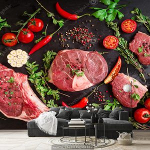 پوستر دیواری سه بعدی طرح گوشت برای قصابی