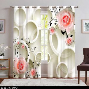 پرده پانچی سه بعدی گل BA-7002