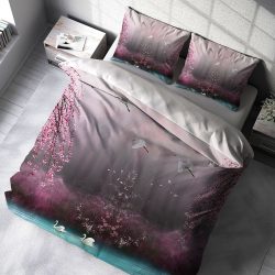 روتختی دونفره طرح دریاچه و طبیعت با تم صورتی