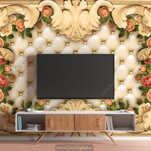 پوستر دیواری پشت تلویزیون لمسه و گل رز BA-7034