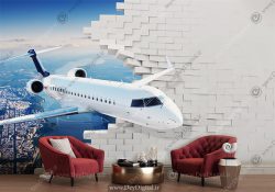 پوستر دیواری طرح هواپیمای مسافربری مناسب آژانس مسافرتی