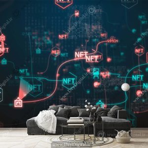 کاغذ دیواری سه بعدی مدل ارز دیجیتال و ان اف تی