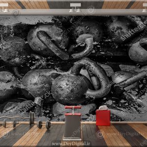 پوستر دیواری طرح گوی فلزی و زنجیر برای پرورش اندام