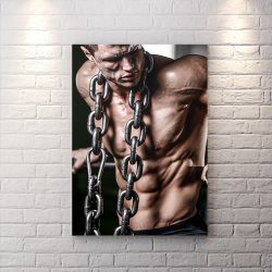 تابلو شاسی بدنسازی طرح ورزشکار با بدن کات و زنجیر