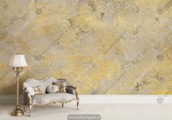 کاغذ دیواری پتینه طلایی طرح گل کلاسیک