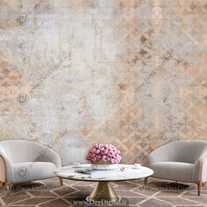 پوستر دیواری لاکچری پتینه رنگ خاکی با نقش هندسی