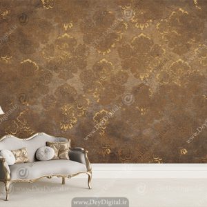 کاغذ دیواری سه بعدی طرح پتینه با گل های اسلیمی