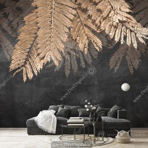 کاغذ دیواری طرح پر طلایی زمینه تیره