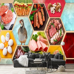 پوستر دیواری سه بعدی طرح گوشت برای هایپر پروتئین