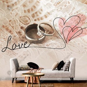 پوستر سه بعدی طرح حلقه ازدواج و لباس عروس