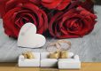 پوستر سه بعدی طرح حلقه و گل رز قرمز برای تالار