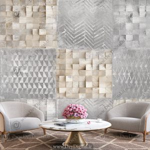 پوستر دیواری طرح دیوار آجری با اشکال هندسی مختلف
