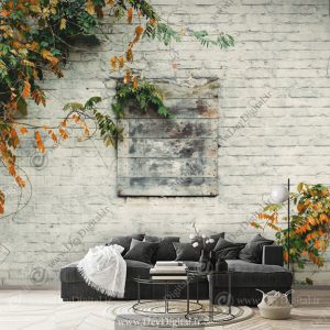 پوستر دیواری پنجره با درختان سبز