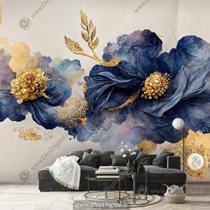 پوستر دیواری لاکچری انتزاعی طرح گلبرگ