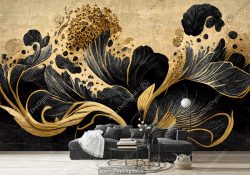 پوستر دیواری طلایی مشکی انتزاعی