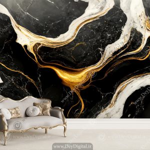 پوستر ذیواری طرح سنگ اسلب مشکی طلایی