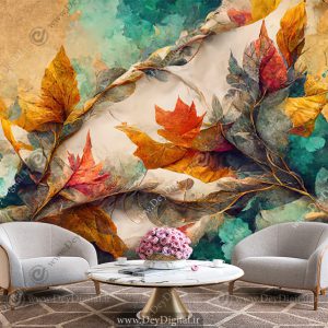 پوستر دیواری سه بعدی لاکچری برگ های رنگی
