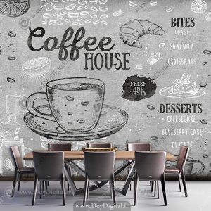 کاغذ دیواری سه بعدی طوسی برای کافی شاپ
