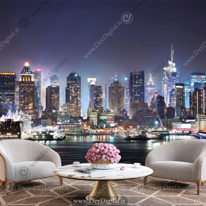 پوستر سه بعدی طرح آسمان خراش های شهر مدرن