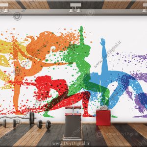 پوستر دیواری یوگا طرح ورزشکاران رنگی