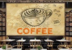 کاغذ دیواری سه بعدی برای قهوه فروشی