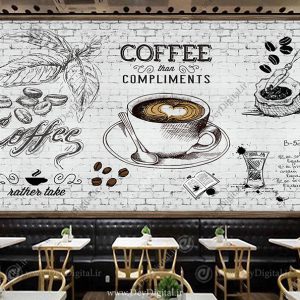 کاغذ دیواری سه بعدی طرح کافی شاپ