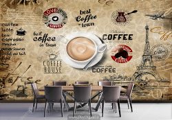 پوستر دیواری سه بعدی طرح کافه