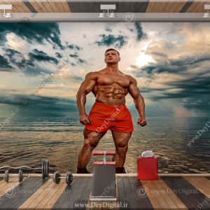 کاغذ دیواری سه بعدی برای باشگاه فیتنس و بدنسازی