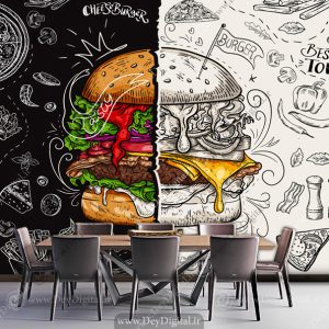 پوستر دیواری سه بعدی طرح همبرگر