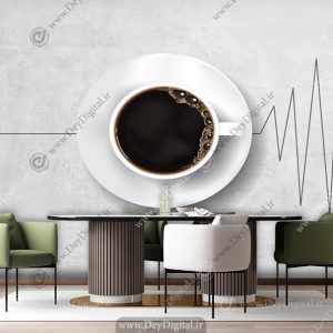 پوستر سه بعدی طرح فنجون قهوه
