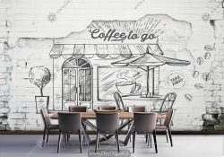 پوستر سه بعدی سبک طراحی برای کافه