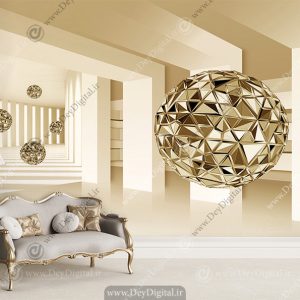 پوستر سه بعدی لاکچری طرح گوی طلایی