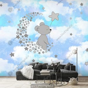 پوستر اتاق کودک طرح خرس و ستاره