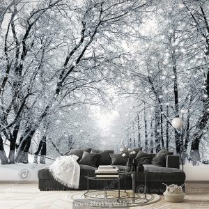 پوستر دیواری طبیعت طرح جنگل برفی