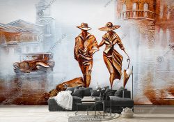 پوستر دیواری اسپرت طرح نقاشی زن و مرد