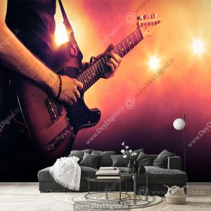 پوستر دیواری سه بعدی موسیقی طرح نوازنده گیتار برقی