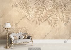 کاغذ دیواری سه بعدی برگ طلایی