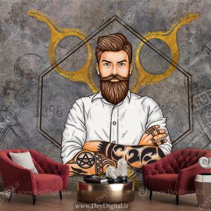 کاغذ دیواری سه بعدی برای آرایشگاه مردانه