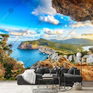 کاغذ دیواری سه بعدی منظره ساحل دریا