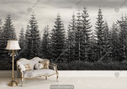 پوستر سه بعدی طرح جنگل کاج سبک نقاشی
