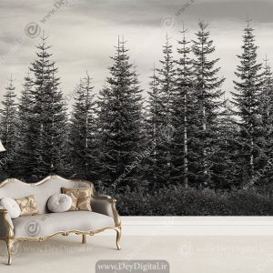 پوستر سه بعدی طرح جنگل کاج سبک نقاشی