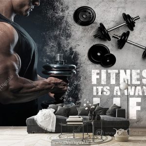 کاغذ دیواری سه بعدی طرح دمبل