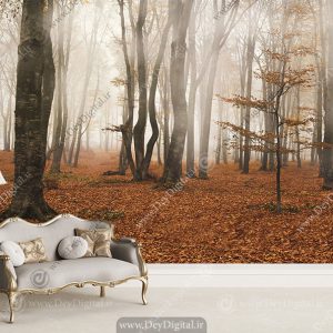 پوستر دیواری سه بعدی طرح جنگل پاییزی
